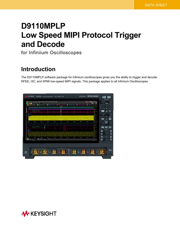 D9110MPLP Low Speed MIPI Protocol Trigger and Decode
