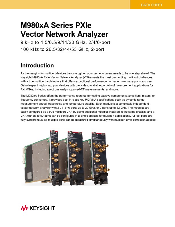 M980xA Series PXIe Vector Network Analyzer