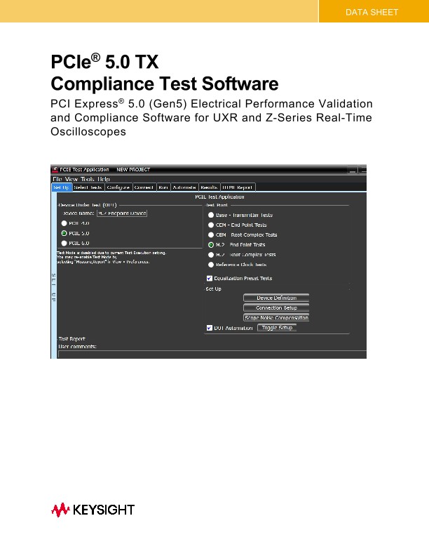 D9050PCIC PCIe 5.0 TX Compliance Test Software