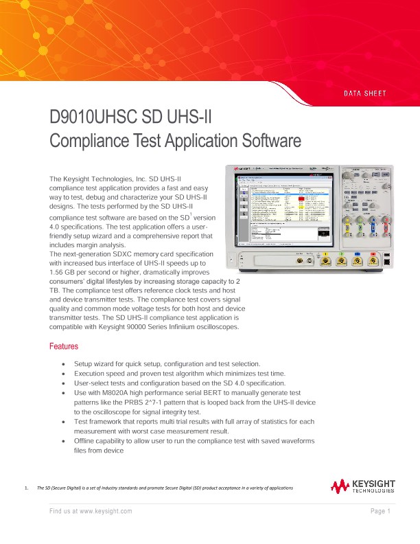 D9010UHSC SD UHS-II Compliance Test Software