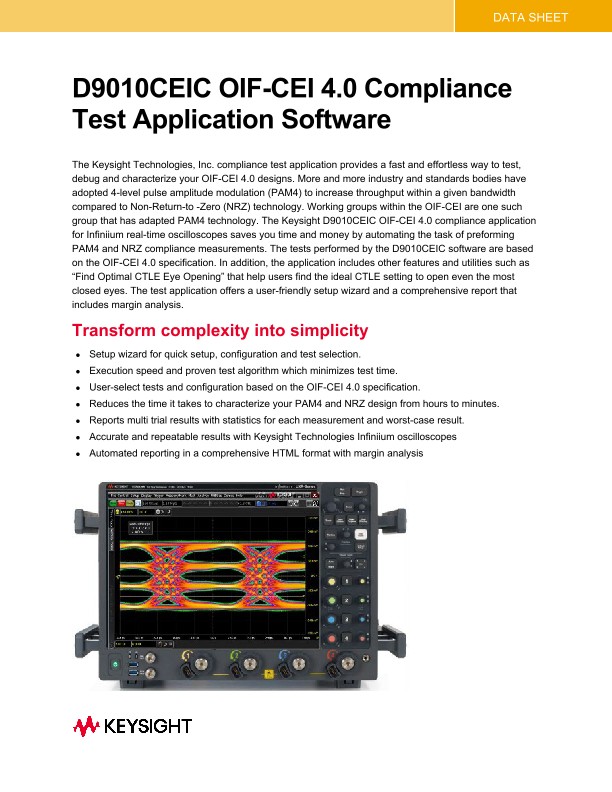 D9010CEIC OIF-CEI 4.0 Compliance Test Application Software