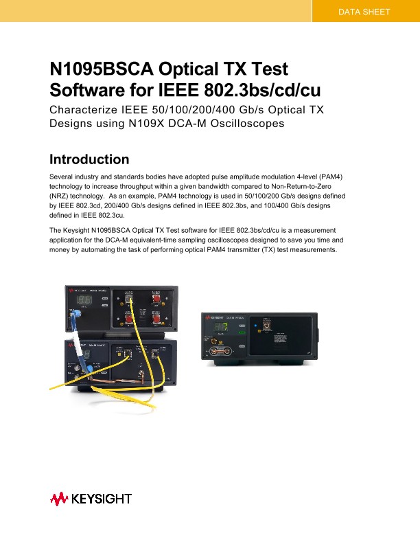 N1095BSCA Optical TX Test Software for IEEE 802.3bs/cd/cu