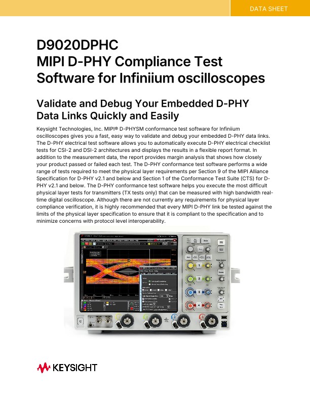 D9020DPHC MIPI D-PHY Compliance Test Software