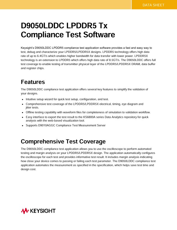 D9050LDDC LPDDR5 Tx Compliance Test Software