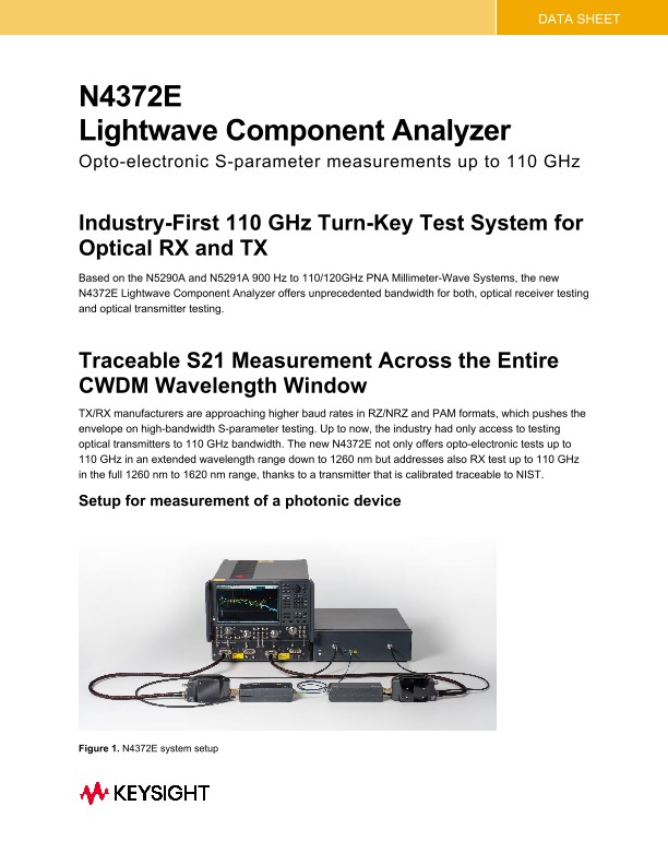 N4372E Lightwave Component Analyzer, 110 GHz