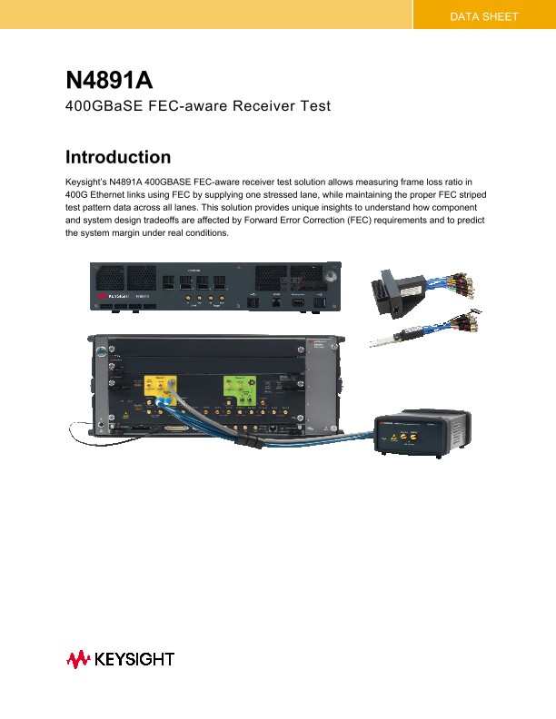 N4891A – 400GBASE FEC-aware Receiver Test