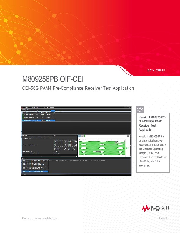 M809256PB OIF-CEI CEI-56G PAM4 Pre-Compliance Receiver Test Application