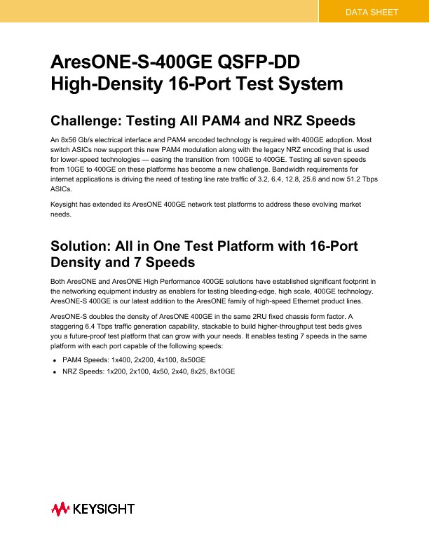 AresONE-S-400GE QSFP-DD High-Density 16-Port Test System