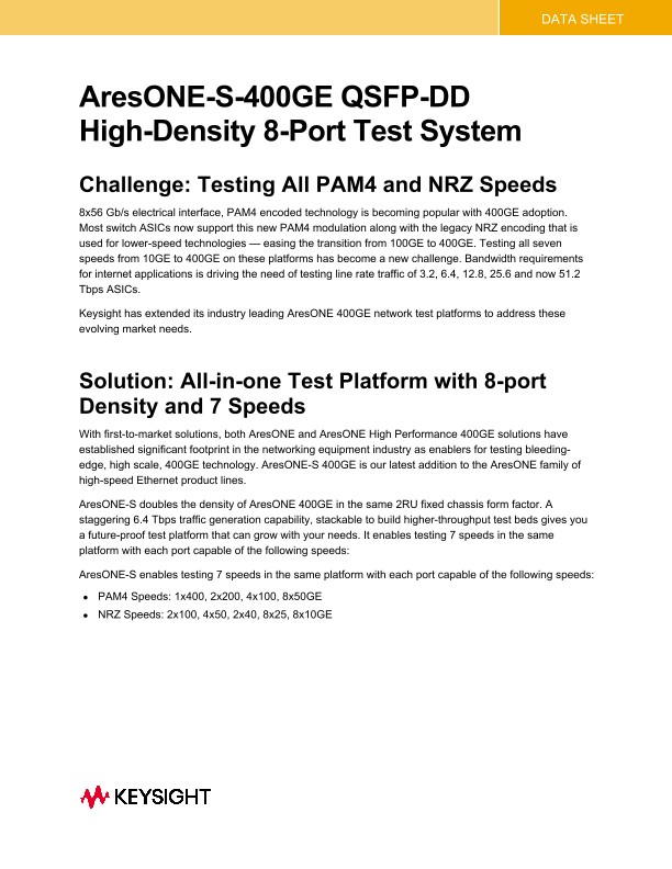 AresONE-S-400GE6 QSFP-DD High-Density 8-Port Test System