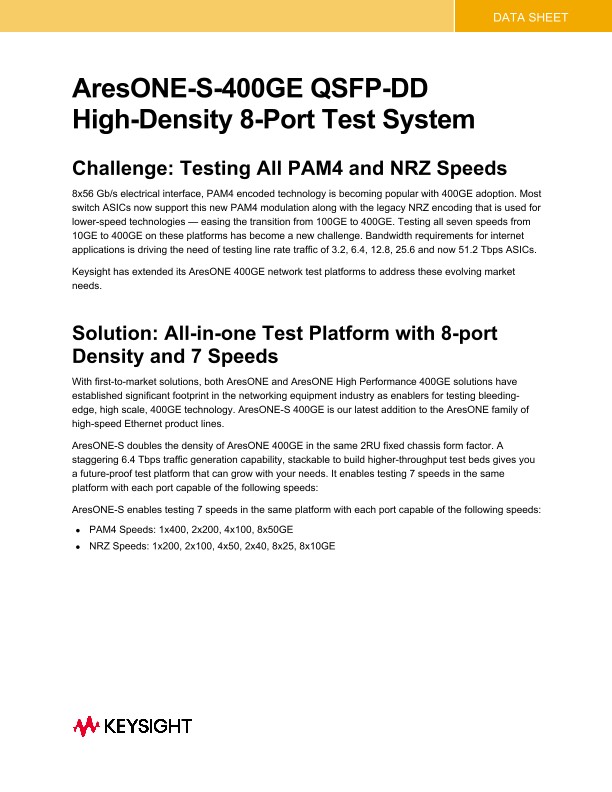 AresONE-S-400GE6 QSFP-DD High-Density 8-Port Test System