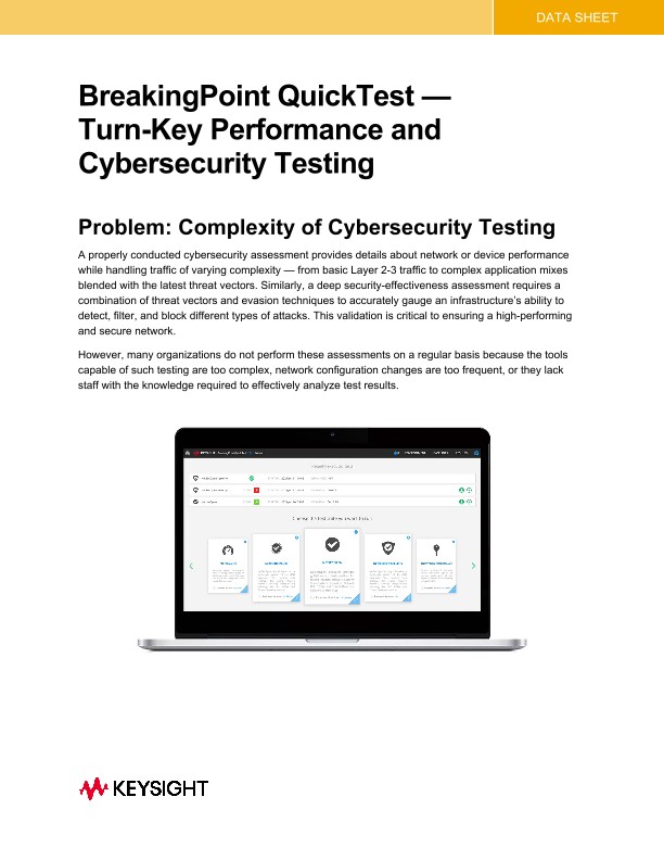 BreakingPoint QuickTest — Turn-Key Performance and Cybersecurity Testing