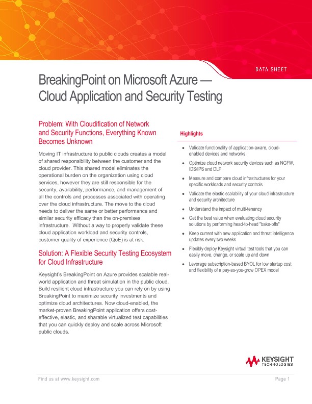 BreakingPoint on Microsoft Azure — Cloud Application and Security Testing