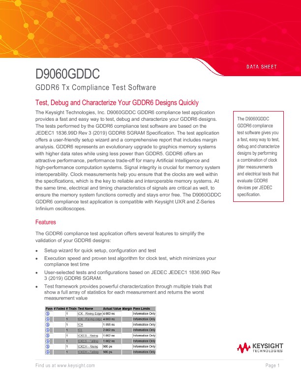 D9060GDDC GDDR6 Tx Compliance Test Software
