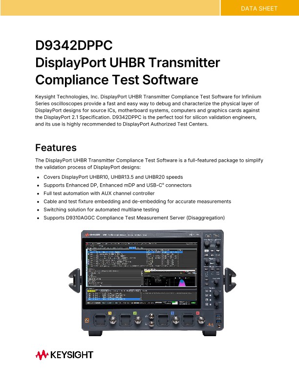 D9342DPPC DisplayPort UHBR Transmitter Compliance Test Software