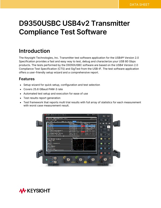 D9350USBC USB 80 Gbps TX Test Application Software