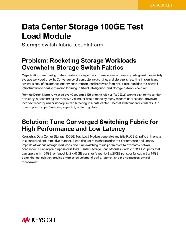 Data Center Storage 100GE Test Load Module