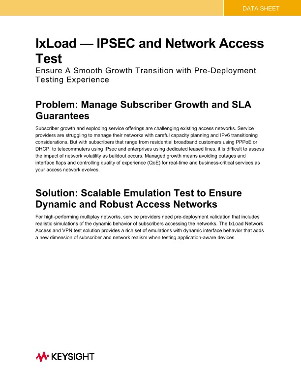 IxLoad® — IPSEC and Network Access Test Solution