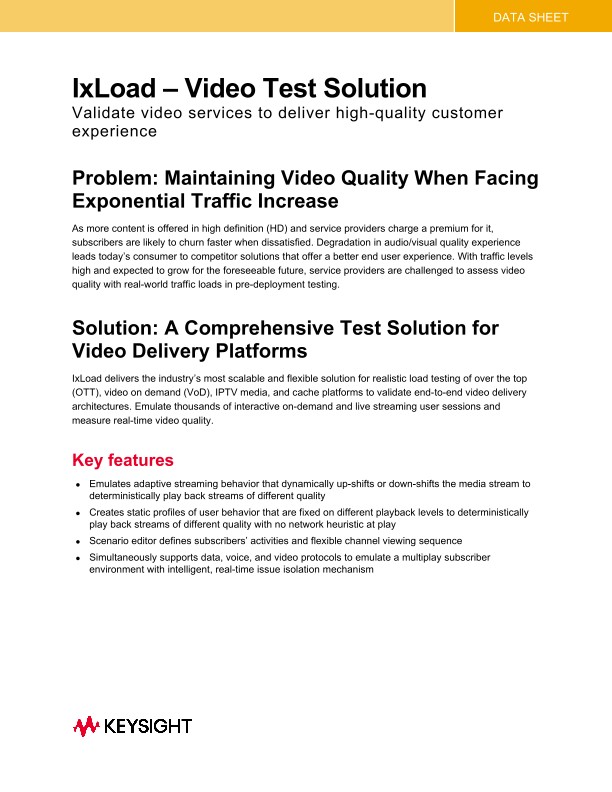IxLoad – Video Test Solution