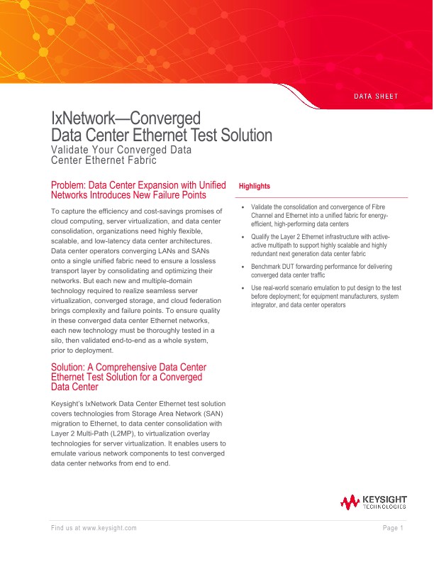 IxNetwork—Converged Data Center Ethernet Test Solution