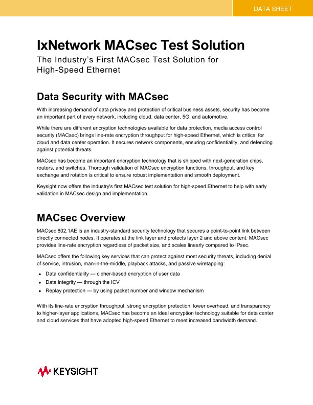 IxNetwork MACsec Test Solution