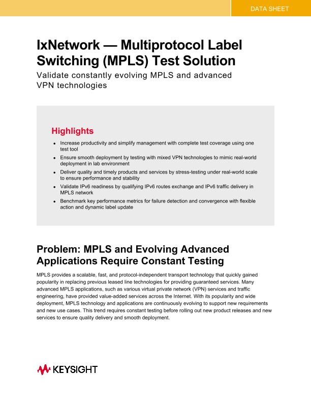 IxNetwork — Multiprotocol Label Switching (MPLS) Test Solution