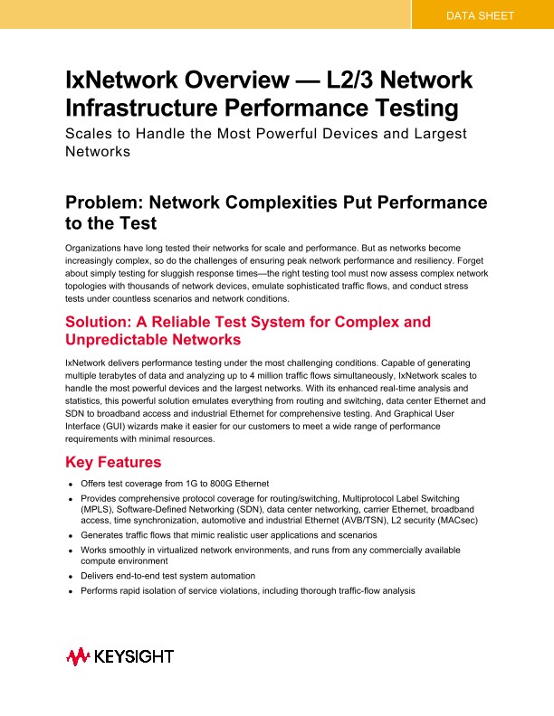 IxNetwork Overview—L2/3 Network Infrastructure Performance Testing