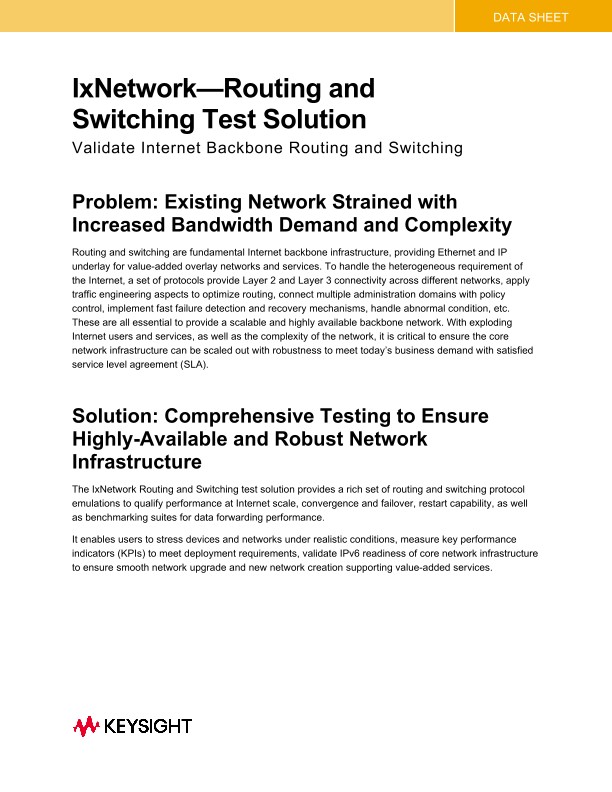 IxNetwork–Routing and Switching Test Solution