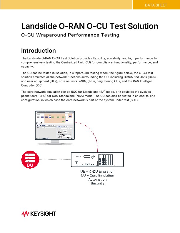 Landslide O-RAN O-CU Test Solution