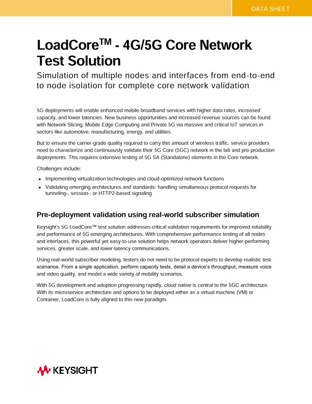 LoadCore™ - 4G/5G Core Network Test Solution