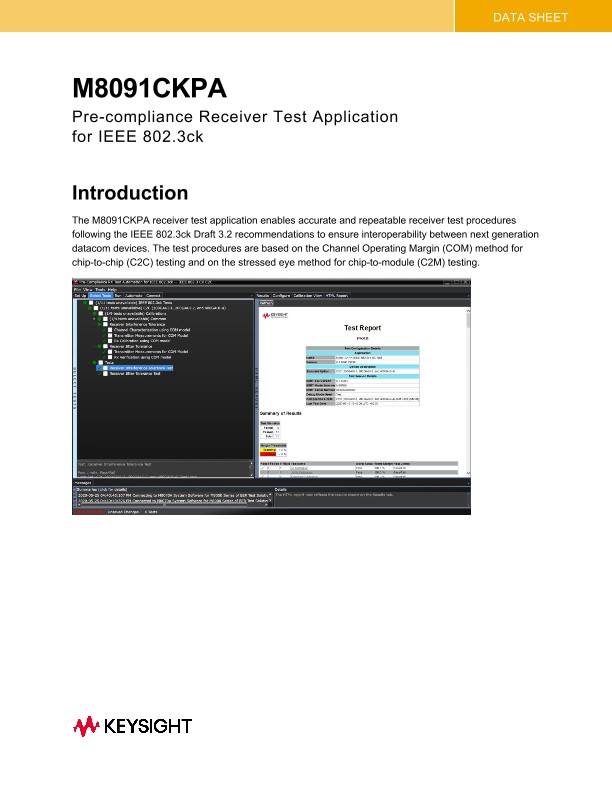 M8091CKPA Pre-Compliance Receiver Test Application for IEEE 802-3ck