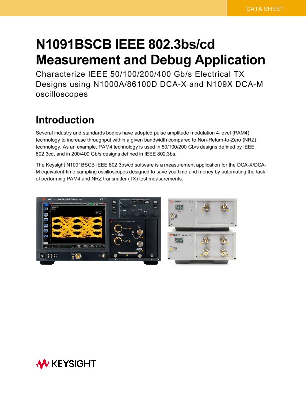 N1091BSCB IEEE 802.3bs/cd Measurement and Debug Application