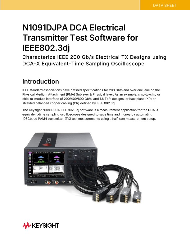 N1091DJPA DCA Electrical Transmitter Test Software for IEEE802.3dj