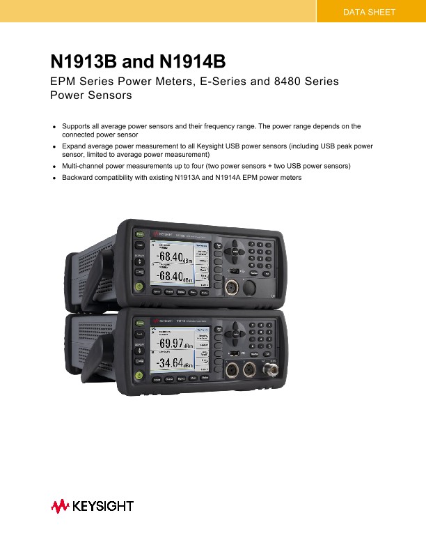 N1913B and N1914B EPM Series Power Meters, E-Series and 8480 Series Power Sensors