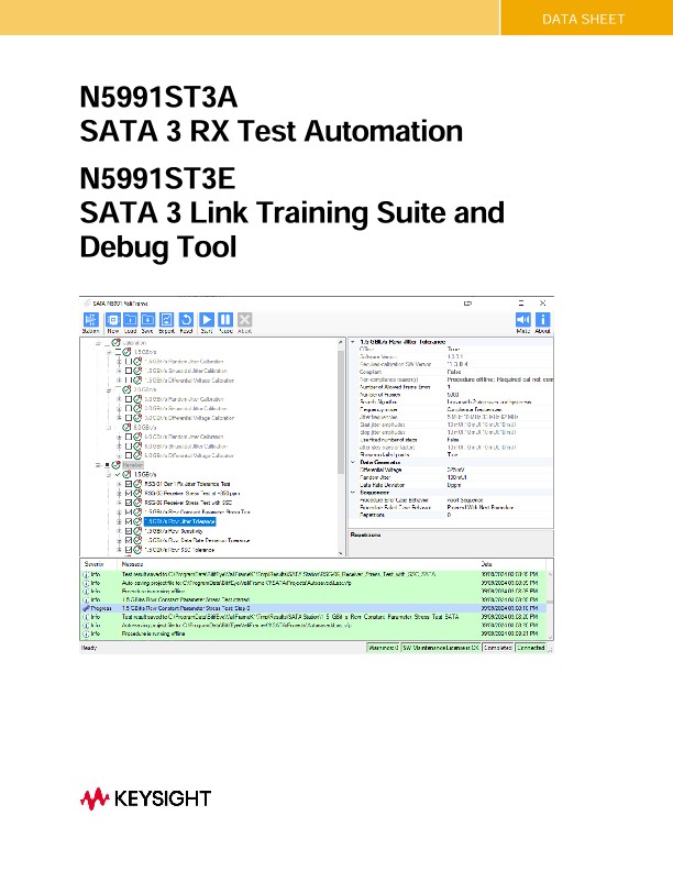 N5991ST3A SATA 3 RX Test Automation N5991ST3E SATA 3 Link Training Suite and Debug Tool