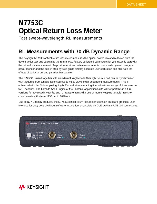N7753C Optical Return Loss Meter