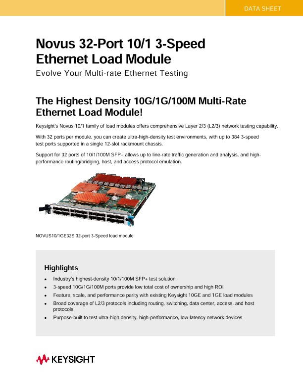 Novus 32-Port 10/1 3-Speed Ethernet Load Module