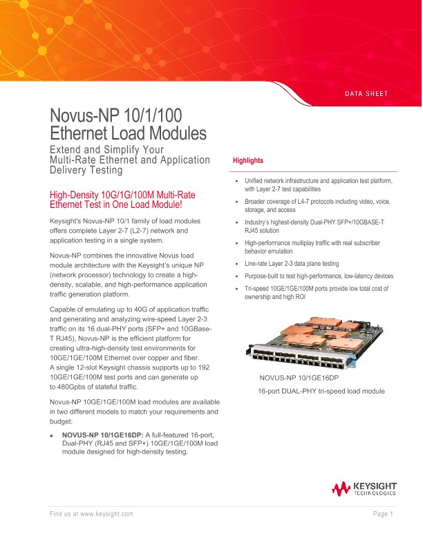 Novus-NP 10/1/100 Ethernet Load Modules