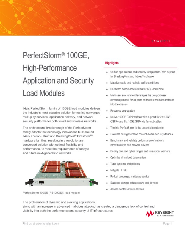 PerfectStorm® 100GE, High-Performance Application and Security Load Modules
