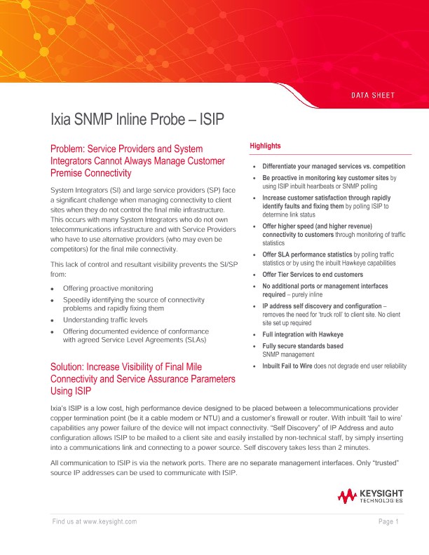 Ixia SNMP Inline Probe – ISIP
