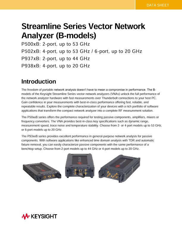 Streamline Series Vector Network Analyzer (B-models)