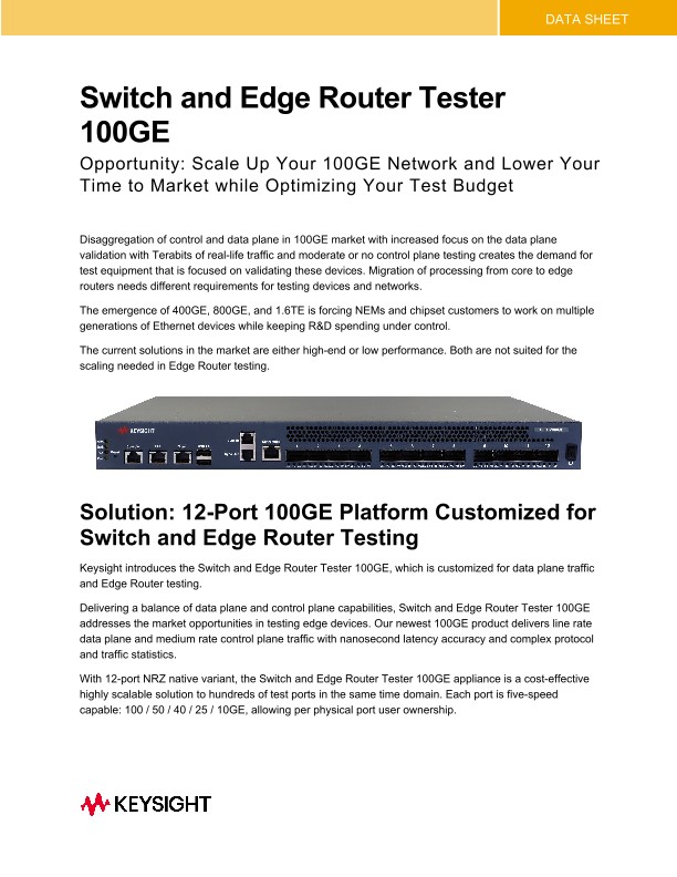 Switch and Edge Router Tester 100GE