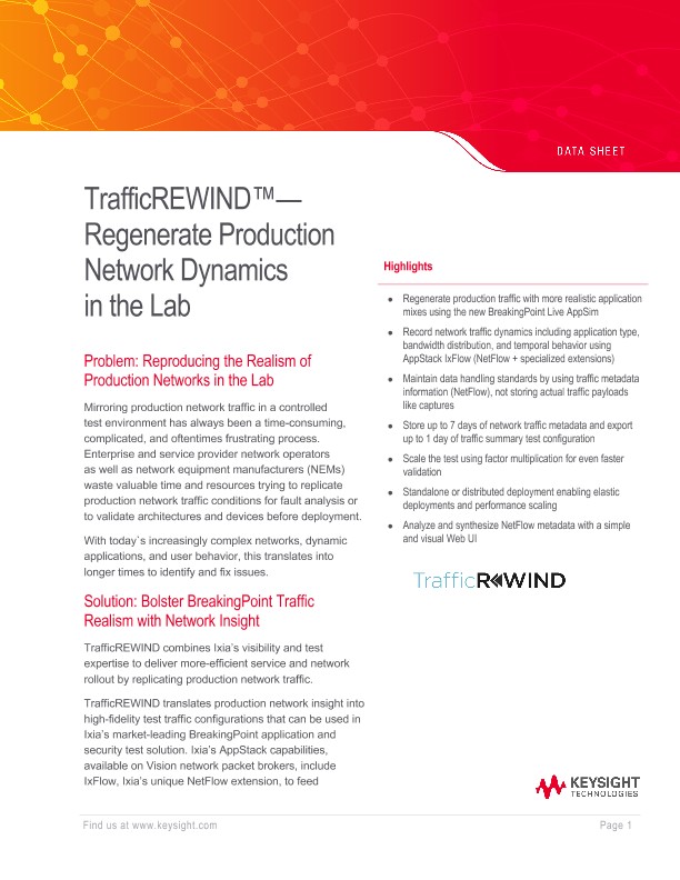 TrafficREWIND — Regenerate Production Network Dynamics in the Lab 