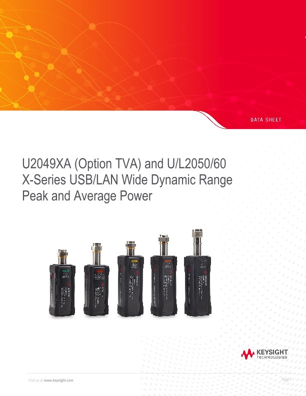 U2049XA (Option TVA) and U/L2050/60 X-Series USB/LAN Wide Dynamic Range Peak and Average Power