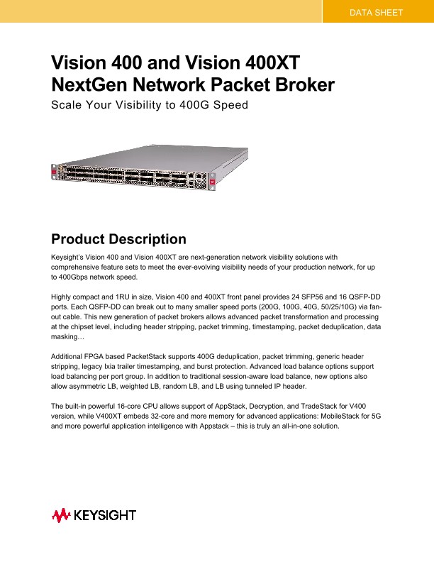 Vision 400 and Vision 400XT NextGen Network Packet Broker