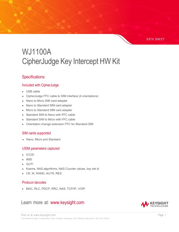 WJ1100A CipherJudge Key Intercept HW Kit