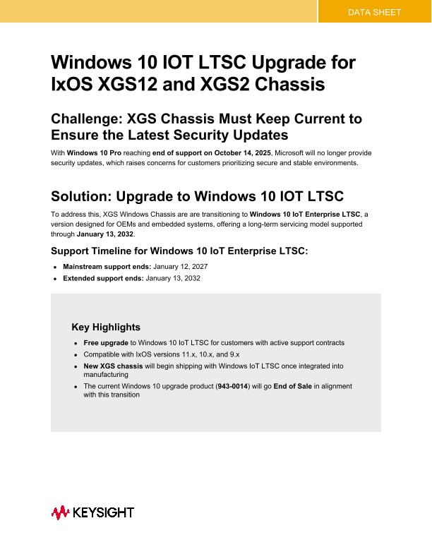 Windows 10 IOT LTSC Upgrade for IxOS XGS12 and XGS2 Chassis