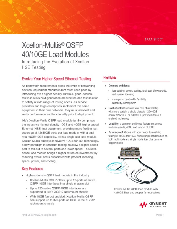 Xcellon-Multis® QSFP 40/10GE Load Modules