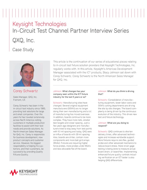 In-Circuit Test Channel Partner Interview Series, QXQ, Inc.