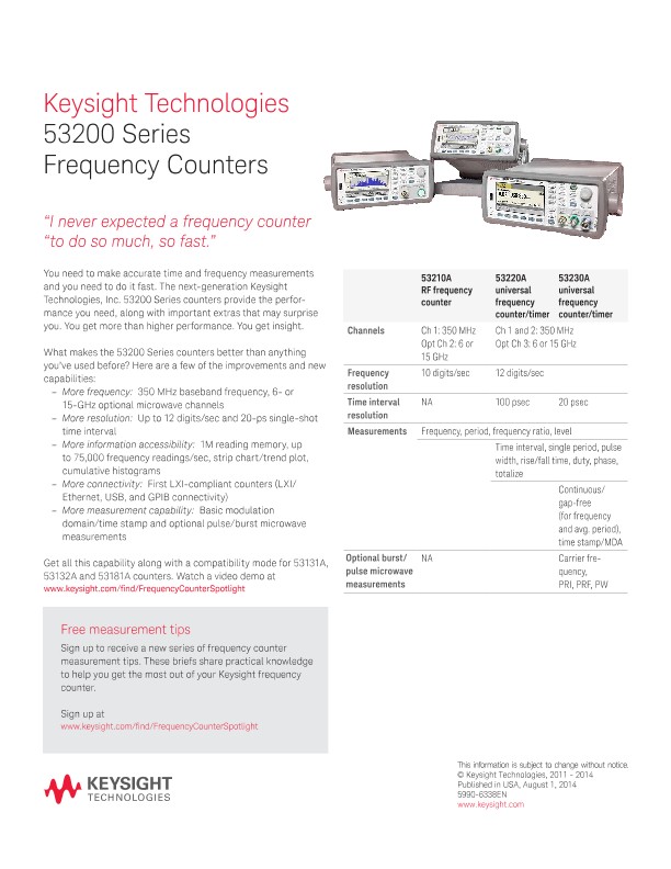 53200 Series Frequency Counters
