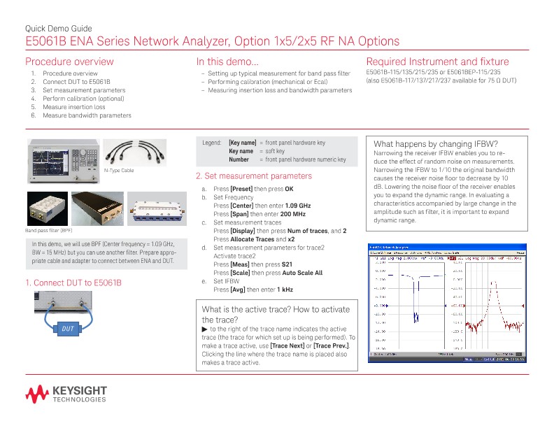 E5061B ENA Series Network Analyzer, Option 1x5/2x5 RF NA Options